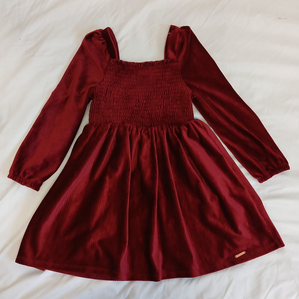 Tahari Burgundy Long Sleeve Kids Dress Size 4